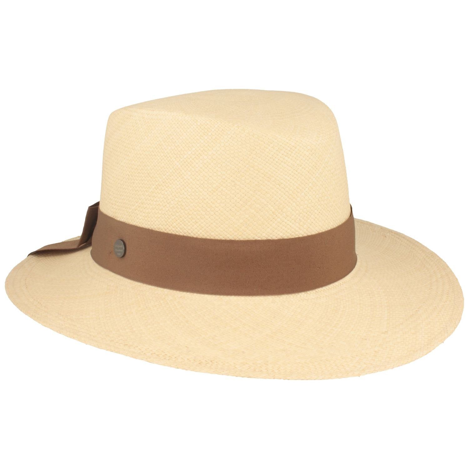 Breiter Strohhut feiner original Panama-Hut mit modischer Schleife hinten UV 50+ natur/ Bd 21 beige | Strohhüte