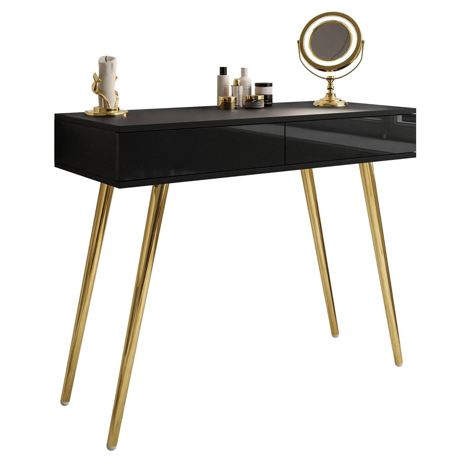 Lookway Konsolentisch SIENNA GOLD, Konsole mit Schubladen auf goldenen Beinen (1x Konsole), Breite: 100 cm