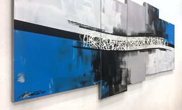 WandbilderXXL Gemälde Switched Horizon 190 x 80 cm, Abstraktes Gemälde, handgemaltes Unikat