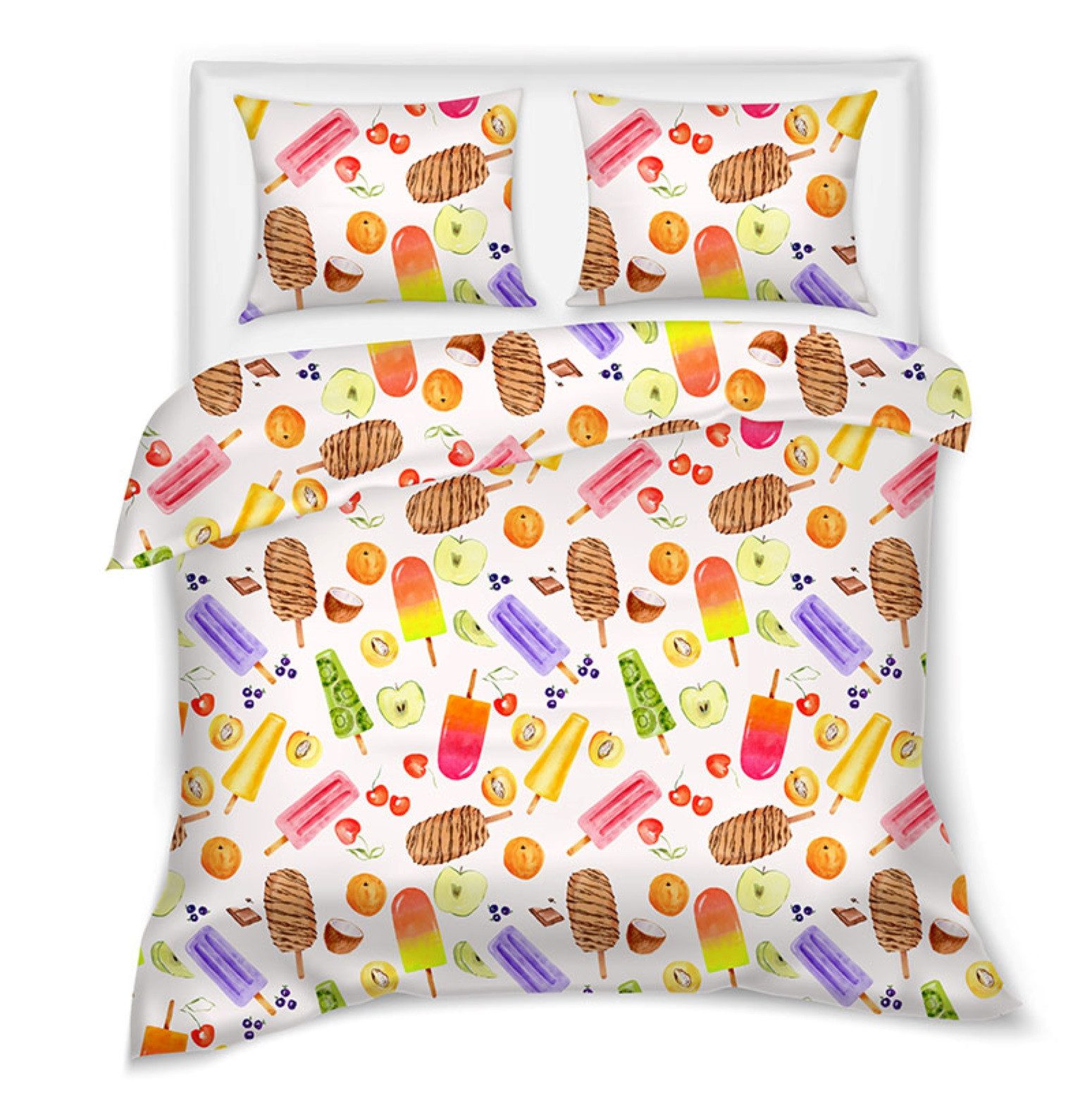 Dormabell Bettwäsche Dormabell Satin Bettwäsche 135x200 Stieleis Eis Schleckeis Fruchteis, Satin, 2 teilig