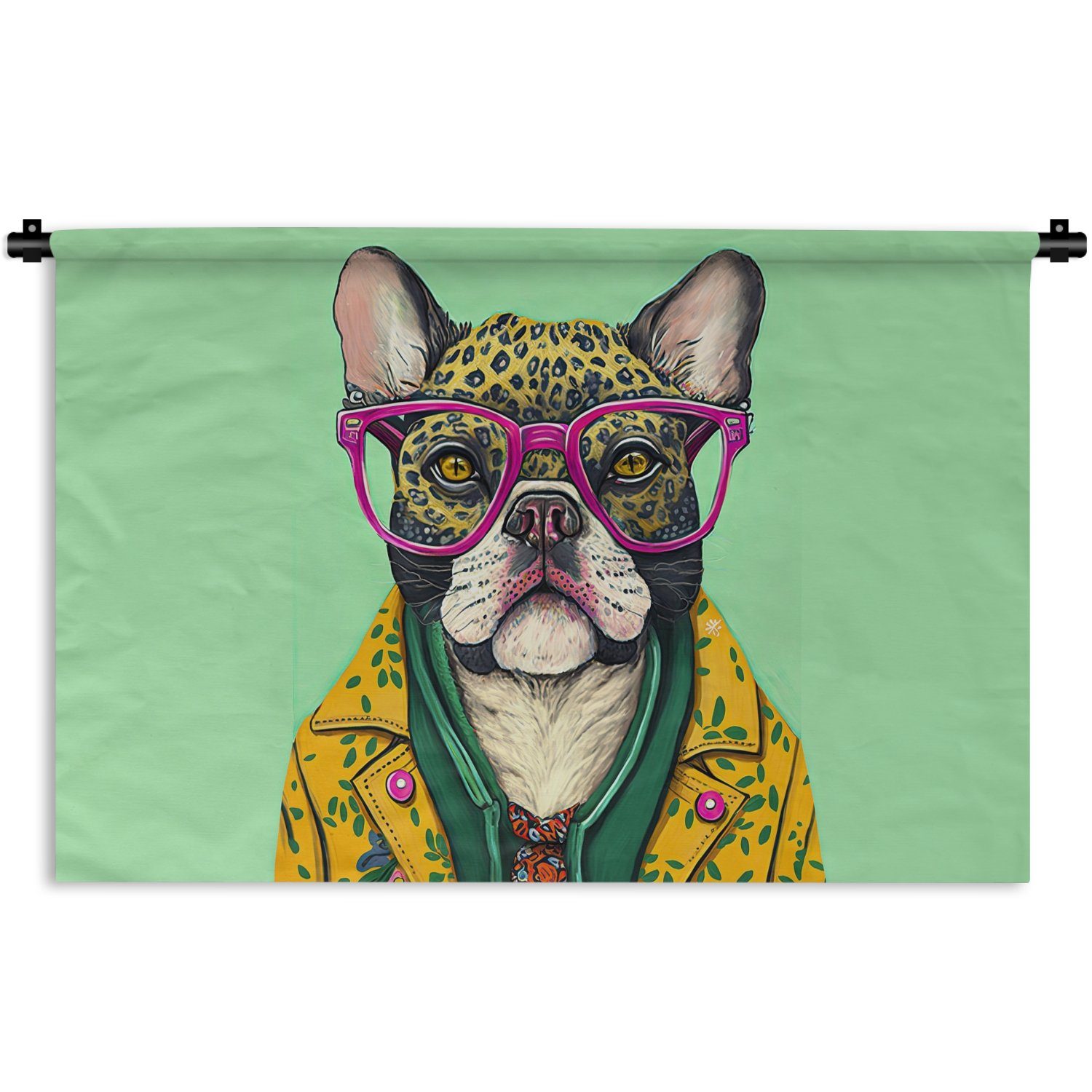 Brille, - Hippie Wohnzimmer, Wanddekoobjekt Hund MuchoWow - Kleid, Kinderzimmer Wanddeko Wandbehang, - Schlafzimmer, für Tiere