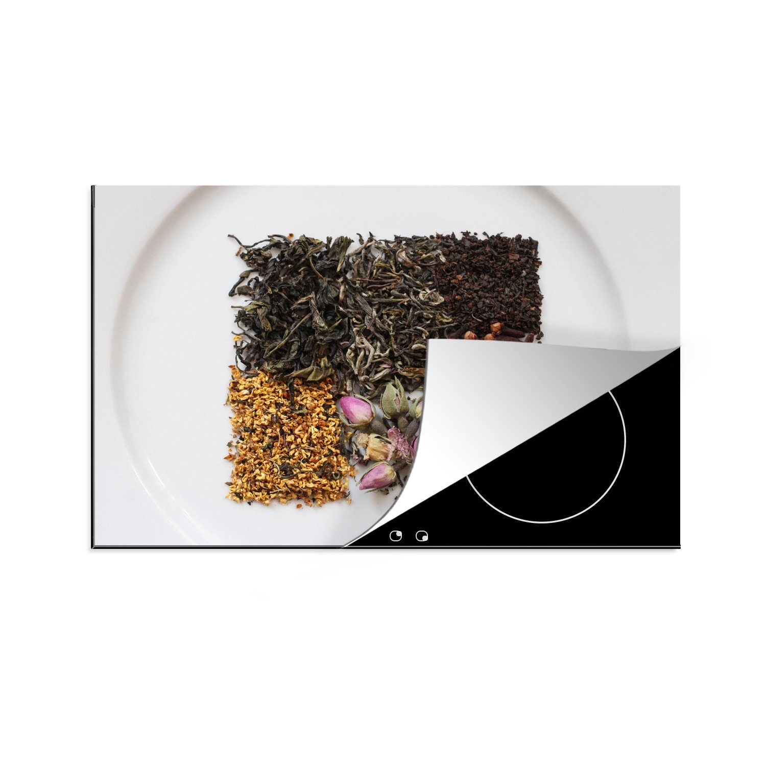 MuchoWow Herdblende-/Abdeckplatte Getrocknet auf einem Teller, Vinyl, (1 tlg), 81x52 cm, Induktionskochfeld Schutz für die küche, Ceranfeldabdeckung