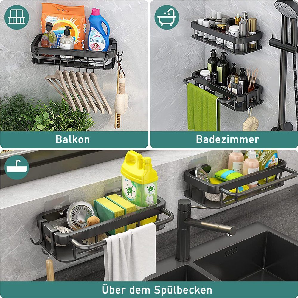 Spülbecken Edelstahl und Organizer Küchenorganizer-Set mit Stäbchenhaltern NUODWELL Handtuchhalter