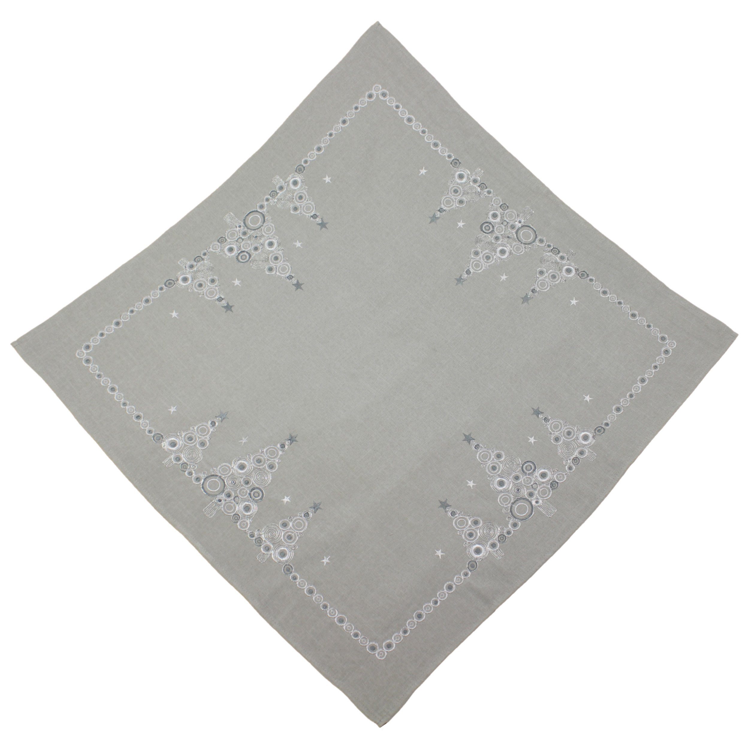 Haus und Deko Tischdecke Tischdecke Weihnachten Stickerei Weihnachtsdeko Leinenoptik Mitteldeck (1-tlg)