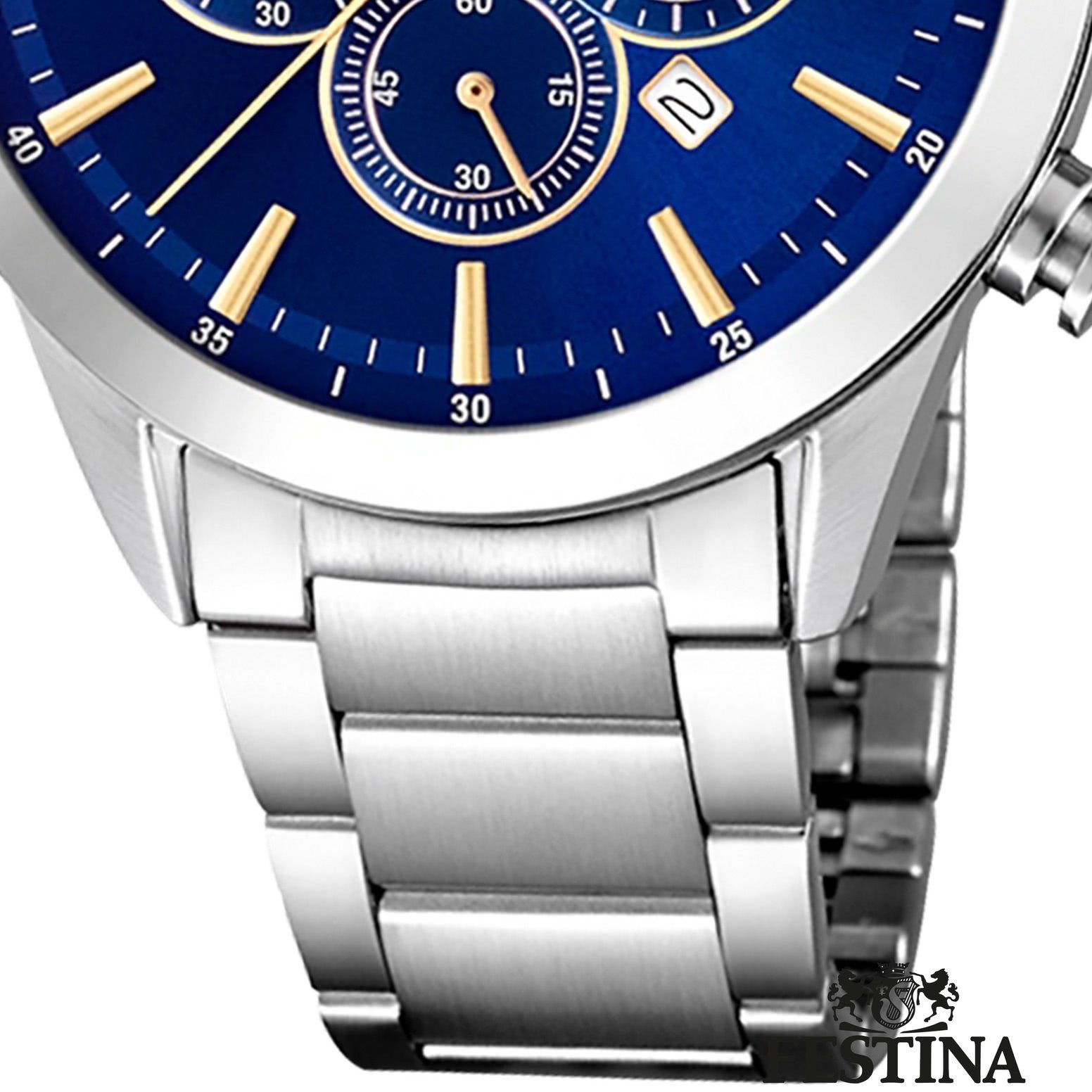 Festina Quarzuhr Festina Herren Uhr F20343/2 Edelstahl, (Chronograph), Herren Armbanduhr rund, Edelstahlarmband silber