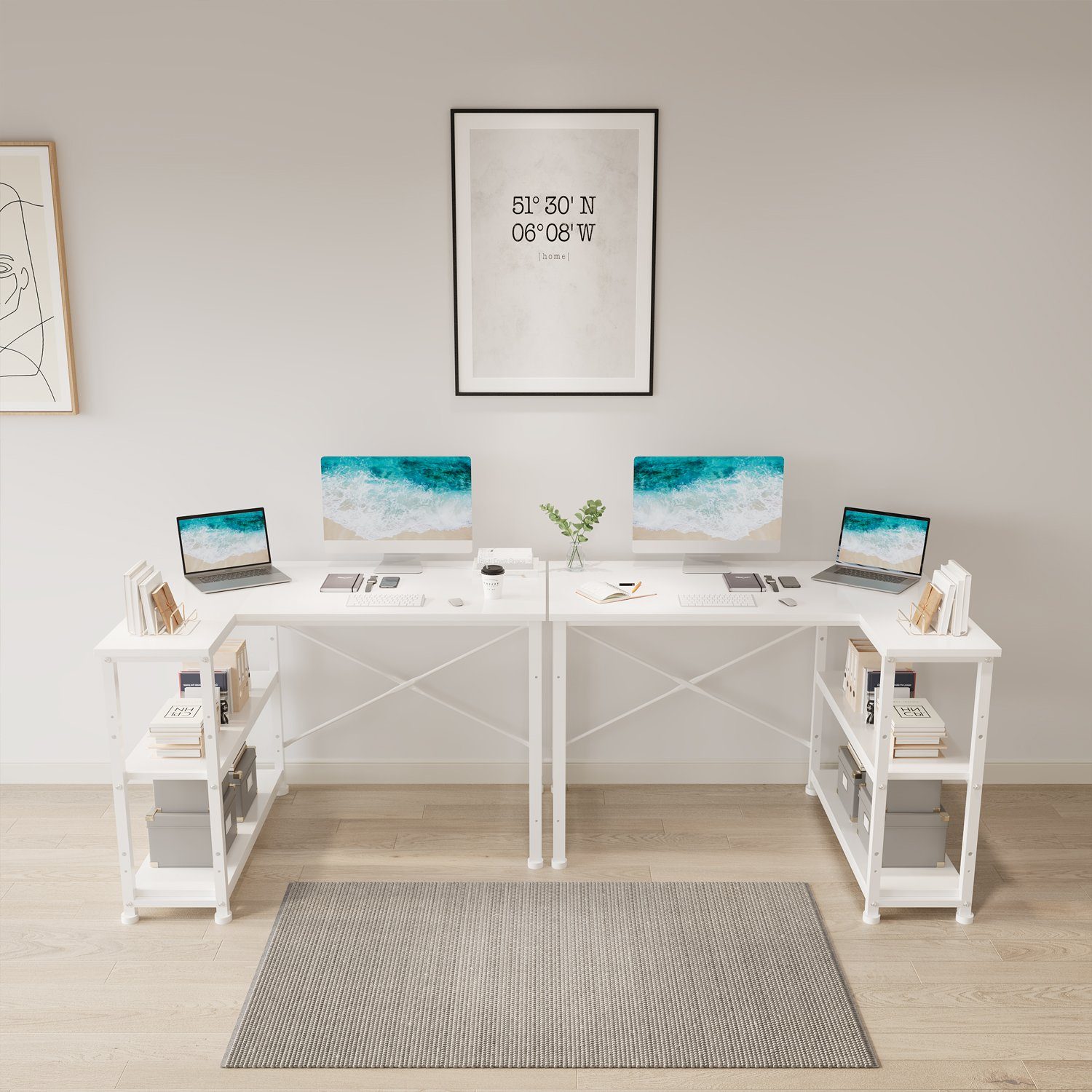 HOMALL Computertisch Eckschreibtisch Reversibel L Förmiger Schreibtisch mit Regal (120/140/160cm,PC Tisch,L-Computertisch,Schreibtisch,Geeignet für Büro, Arbeitszimmer)