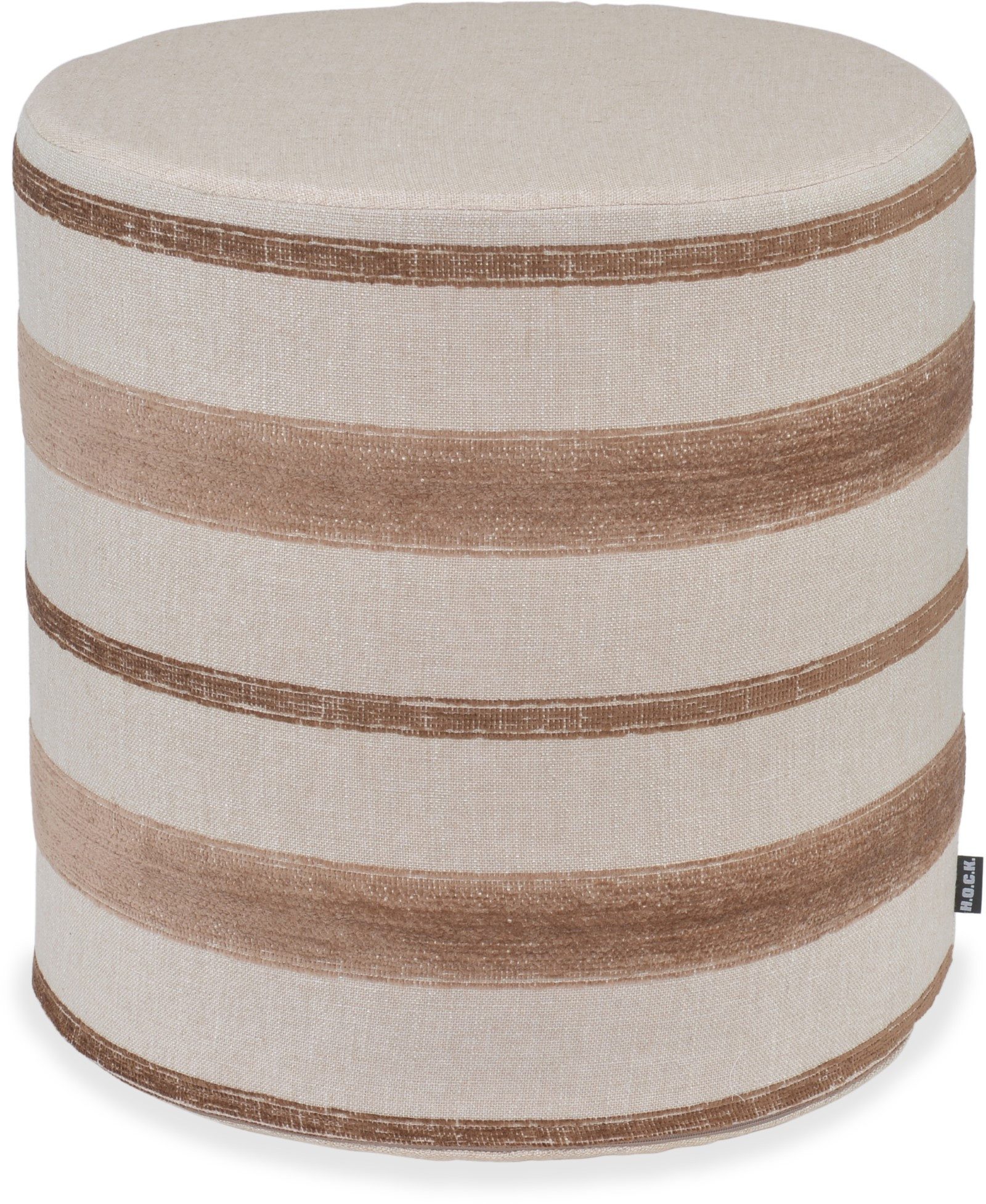 H.O.C.K. Sitzhocker H.O.C.K. Collin Hocker rund Pouf ø45x45cm Streifen schlamm braun, Hocker, Barhocker & Sitzhocker, Schminktischhocker, Wohnzimmer Hocker