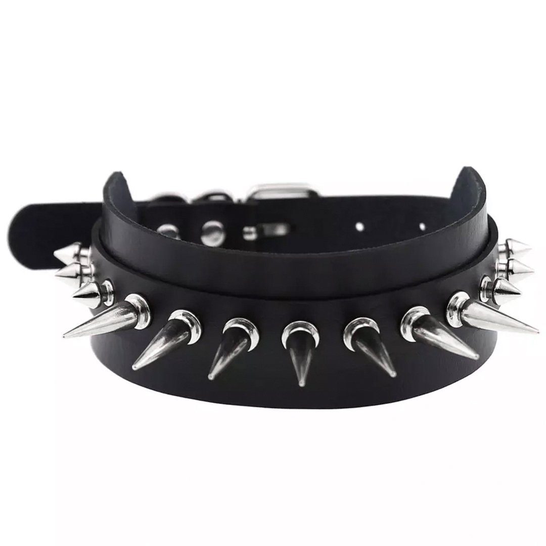 Erotik-Halsband Nieten schwarz, silber - Halsband Sandritas mit