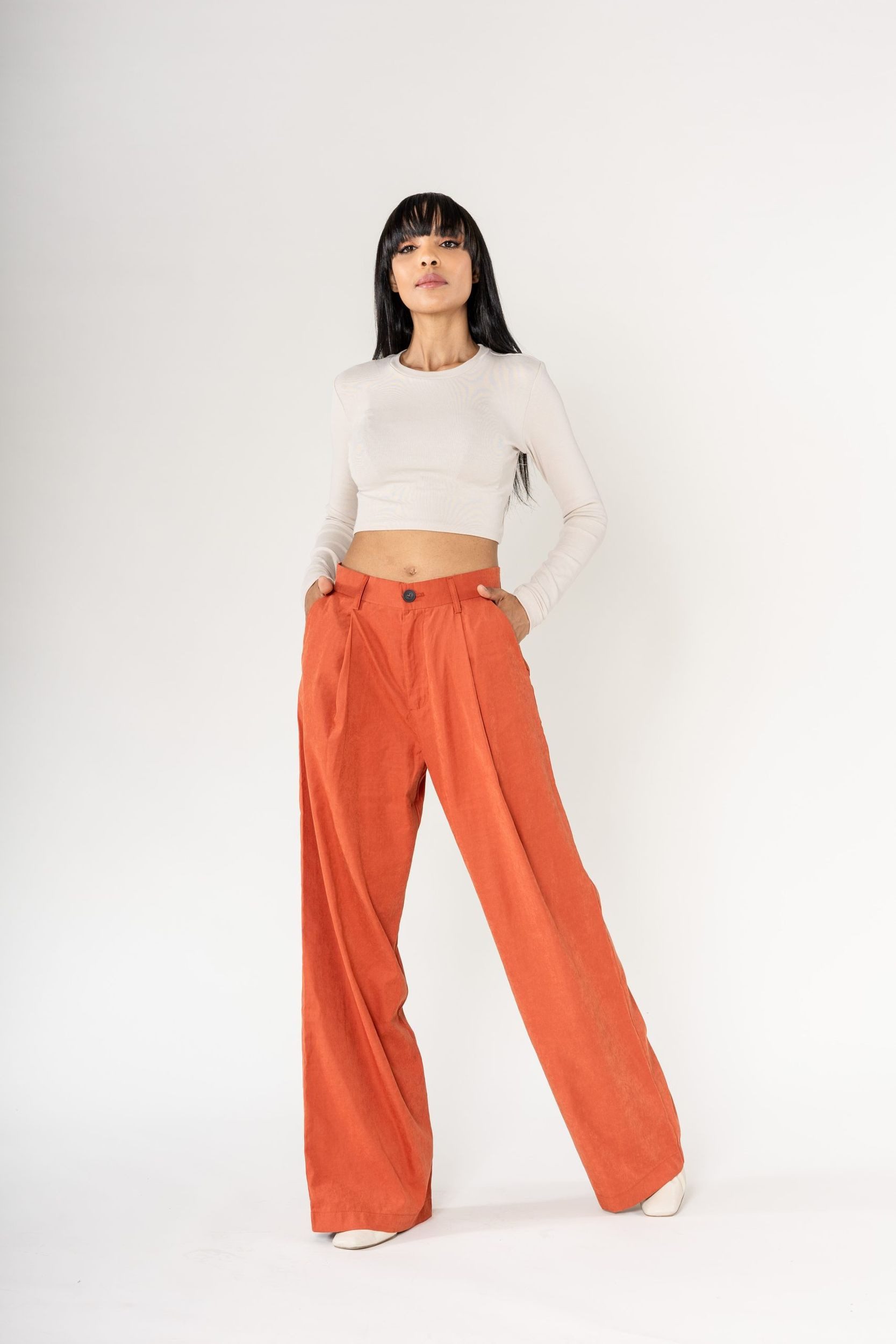 Nina Carter Stoffhose Weites Design Samt günstig online kaufen