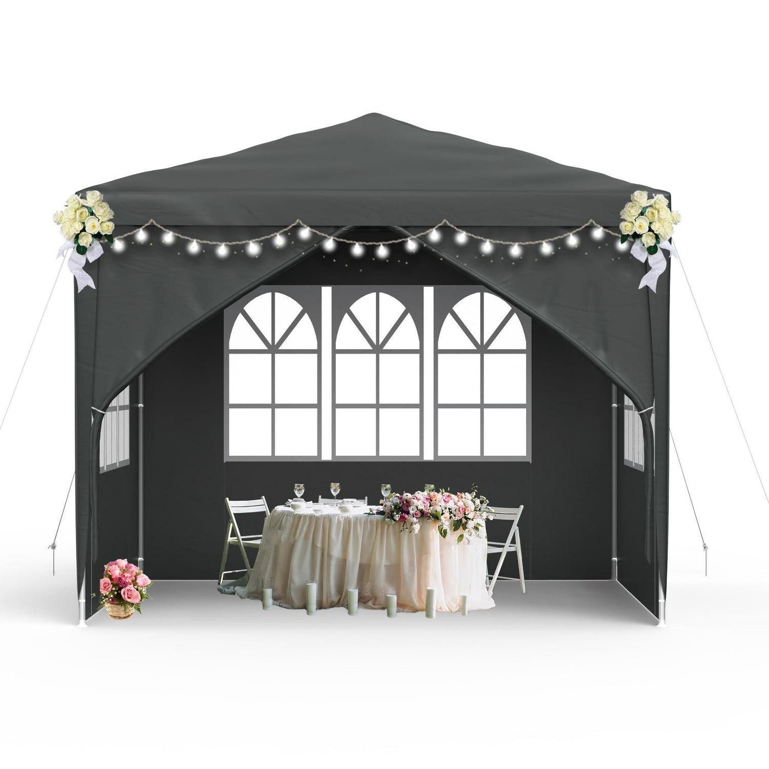 LuxusKollektion Faltpavillon Partyzelt 3x3m Anthrazit mit Fenstern