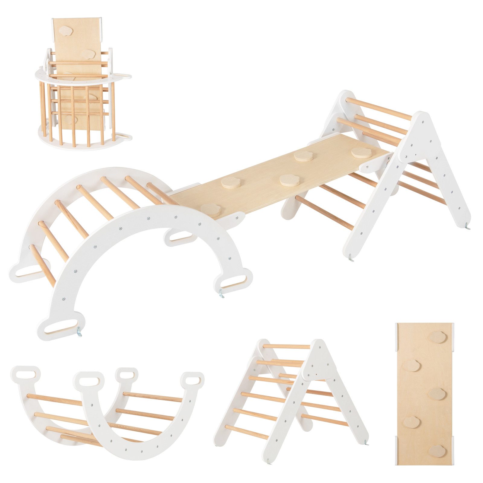 COSTWAY Klettergerüst, 4 in 1 Kletterbogen mit Rampe, Tragfähigkeit von 50kg