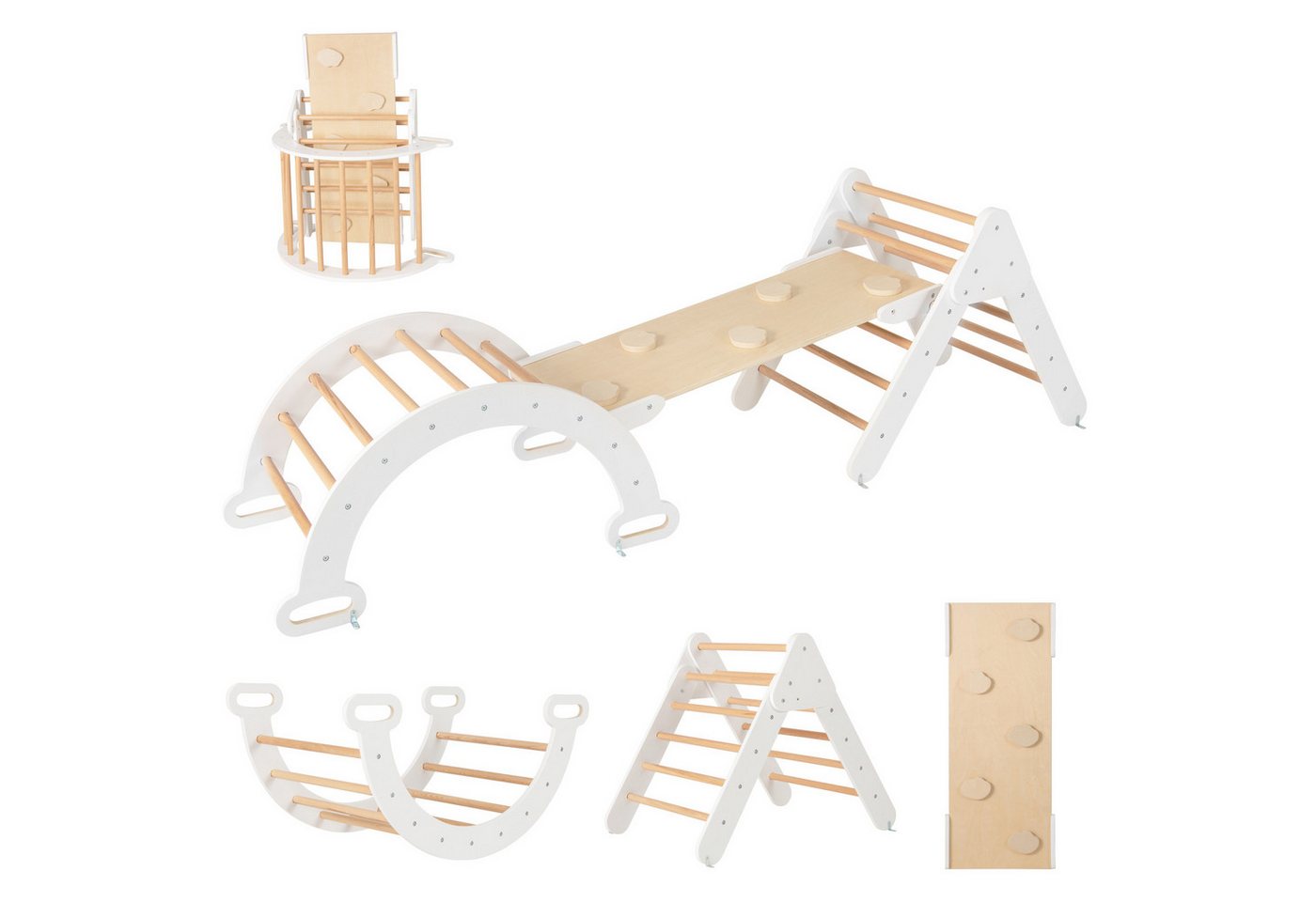 COSTWAY Klettergerüst, 4 in 1 Kletterbogen mit Rampe, Tragfähigkeit von 50kg