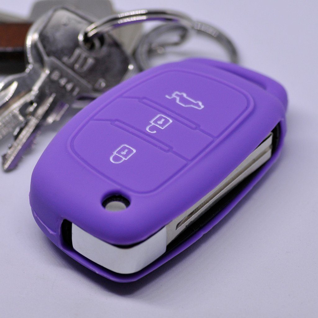 mt-key Schlüsseltasche Autoschlüssel Softcase Silikon Fe i10 für Santa Accent Hyundai Schutzhülle Tucson i20 Lila, ix25 ix35 Sonata i40 Ioniq