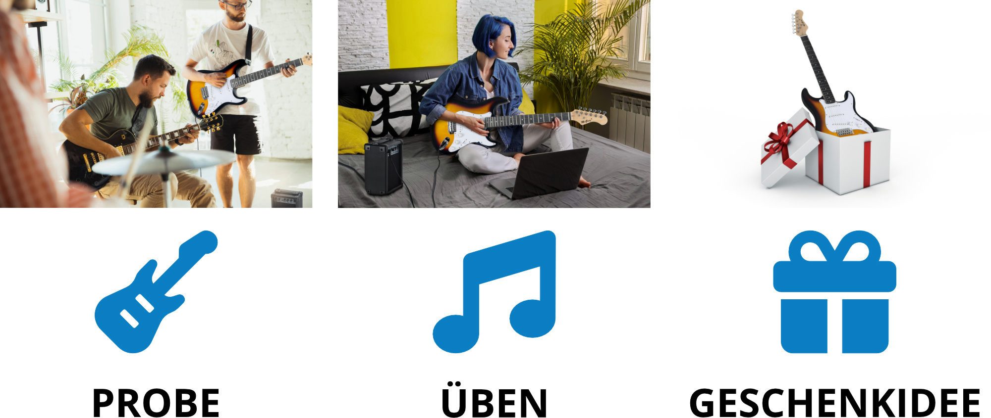 McGrey E-Gitarre Rockit elektrische Gitarre, ST-Style, Komplettset 4/4, 8-St., inkl. Verstärker, Tasche, Stimmgerät, Plektren, Gurt und Kabel, 10 Watt (RMS) Gitarrenverstärker inklusive!