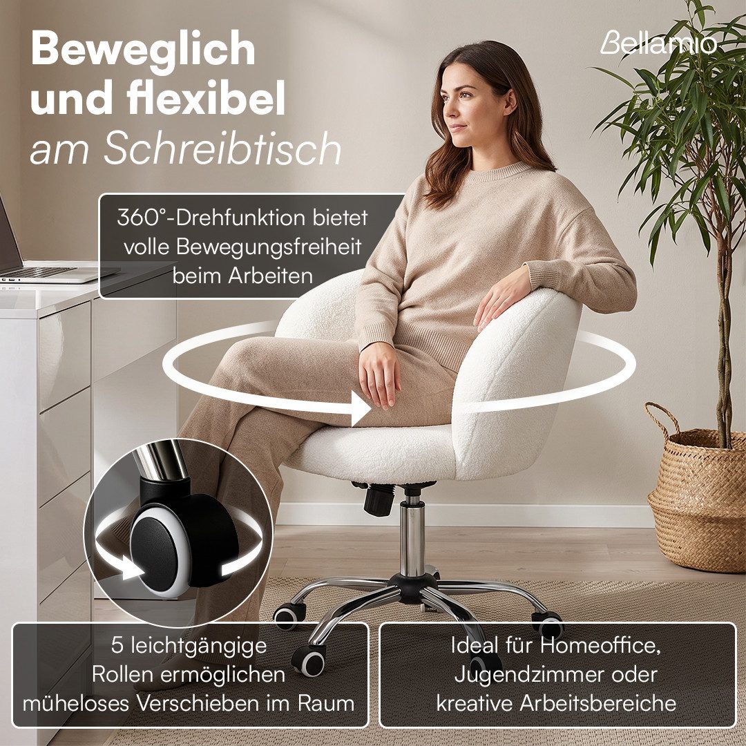 Bellamio Schreibtisch Livny mit 5 Schubladen, beidseitig montierbar (Push-to-Open, mit Wolkenstuhl), 80x53x110 cm – Bild 4 von 5