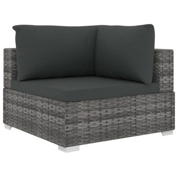 vidaXL Gartenlounge-Set 11-tlg. Garten-Lounge-Set mit Auflagen Poly Rattan Grau, (11-tlg)