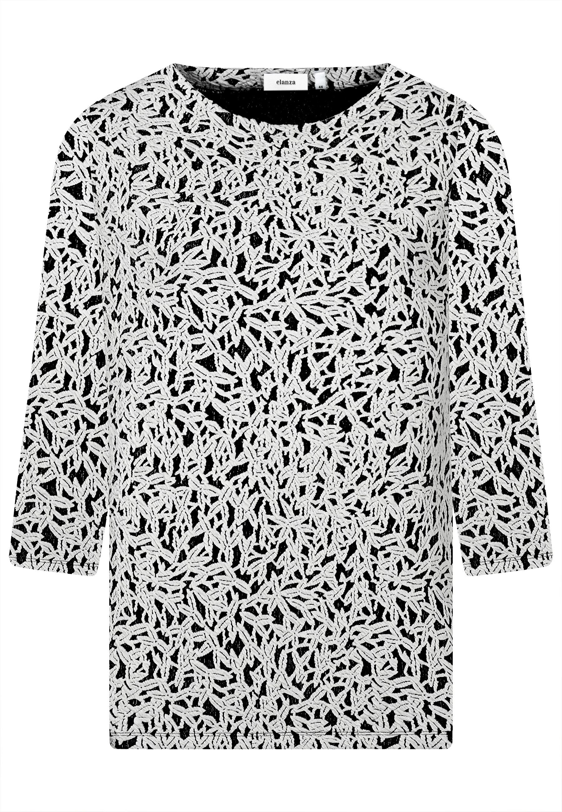 elanza T-Shirt Shirt mit Jacquardmuster in Weiß/Anthrazit (1-tlg) günstig online kaufen