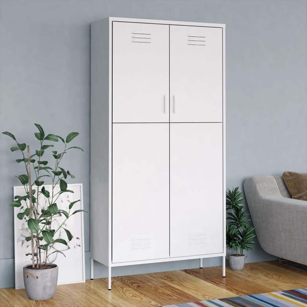 vidaXL Kleiderschrank Kleiderschrank Weiß 90x50x180 cm Stahl (1-St)