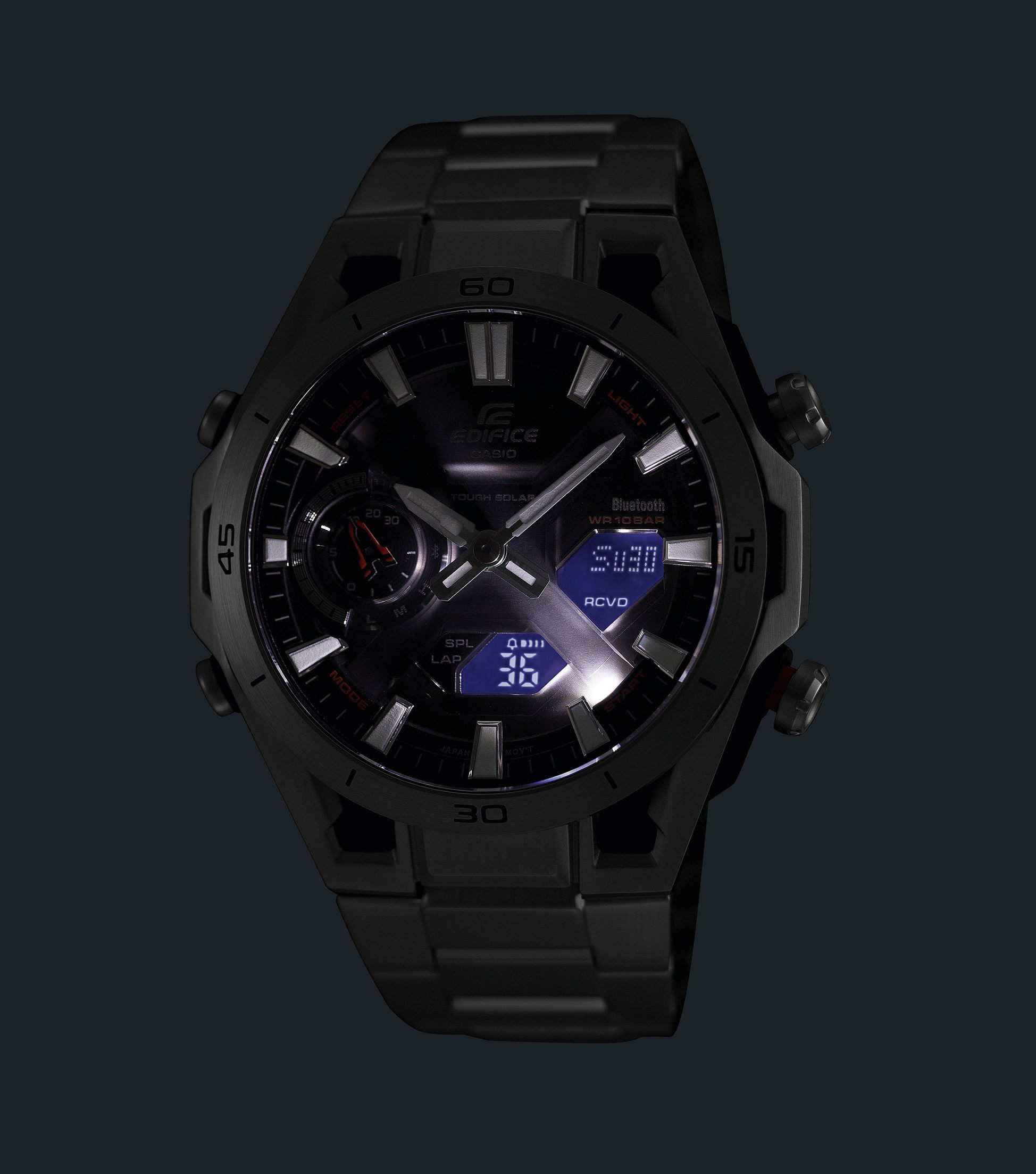CASIO EDIFICE Smartwatch, Solaruhr, Armbanduhr, Herrenuhr, Hand Moving Funktion, Neo-Display