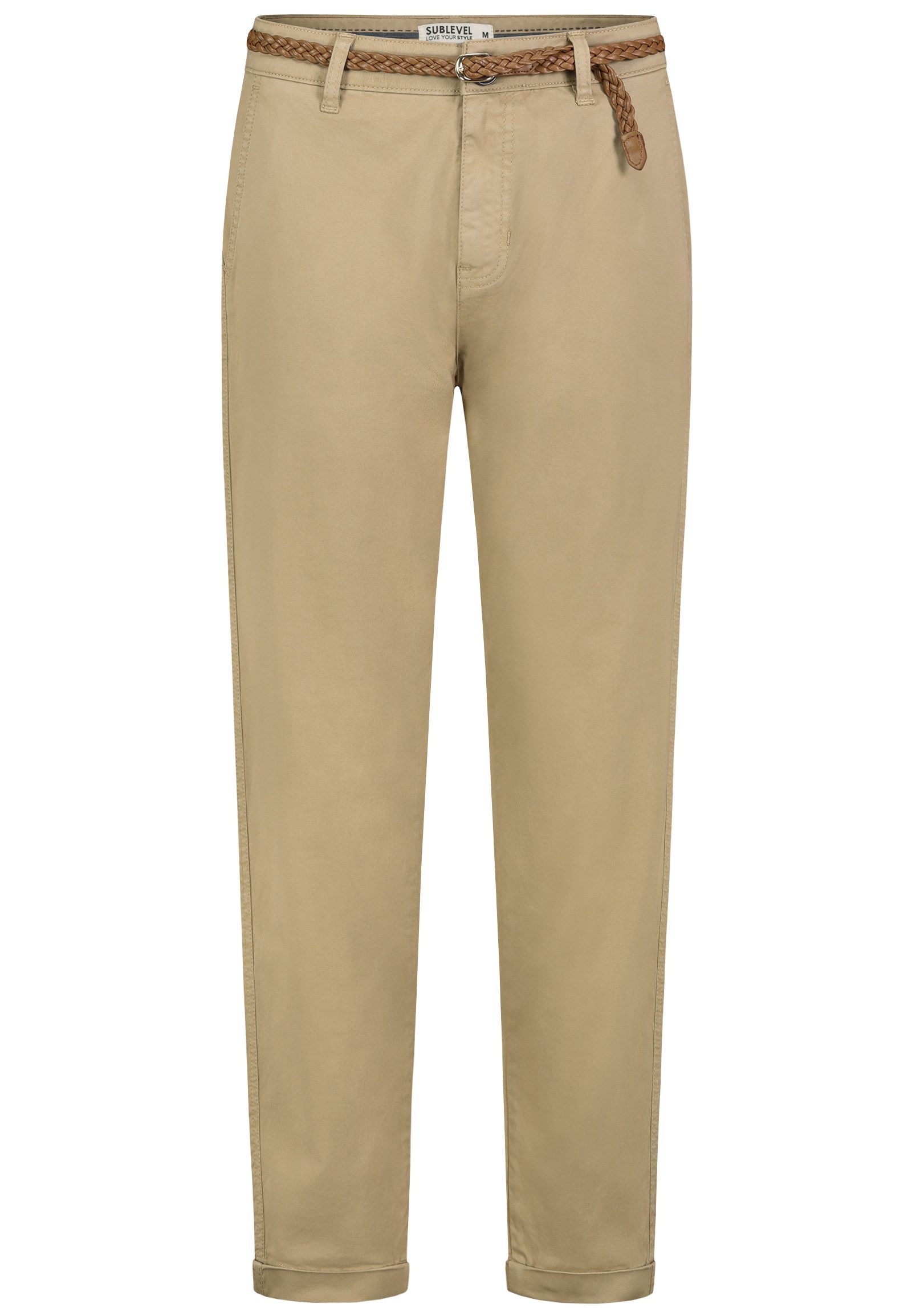 SUBLEVEL Chinos Damen Chino Hose Stoffhose inkl.Gürtel Businesshose Freizit Chinohose