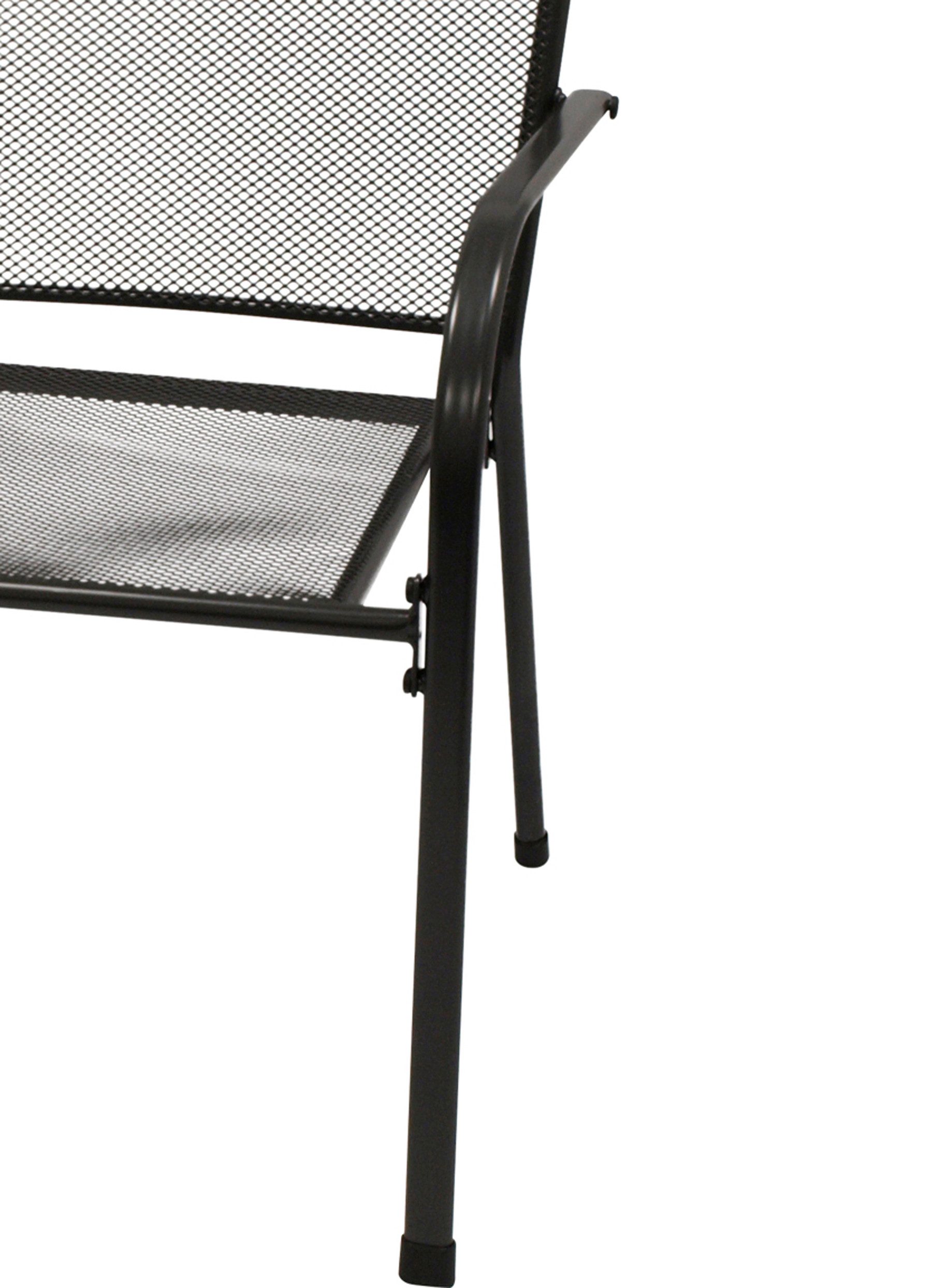 TPFGarden Garten-Essgruppe GLASGOW, (Gartensitzgruppe - Gartengarnitur für 4 Personen, 5-tlg., Gartenset 5-teilig - Streckmetall anthrazit), (4x Stapelsessel, 1x Tisch rechteckig 90x150cm)