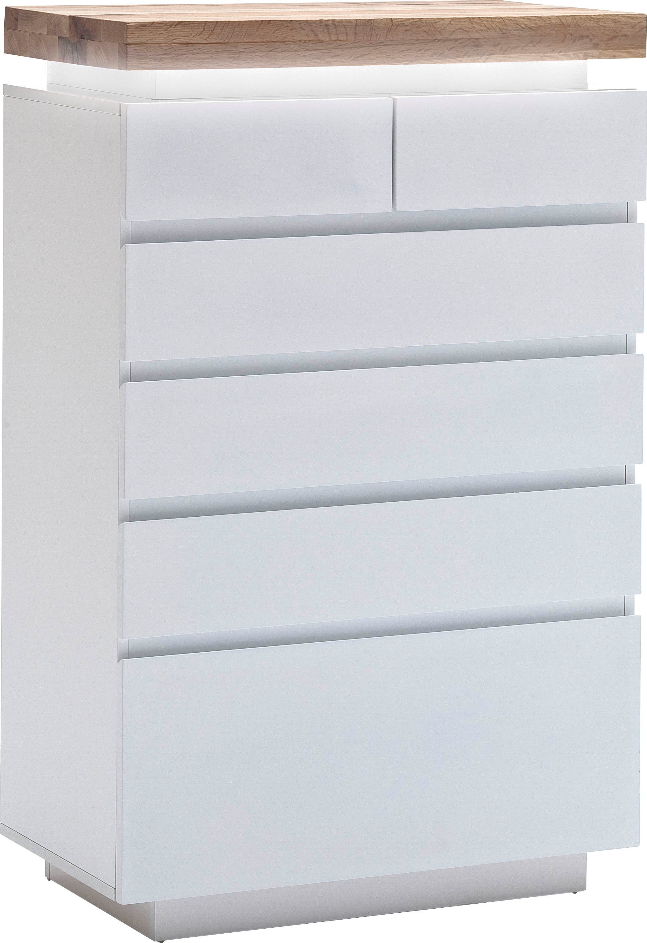 MCA furniture Kommode Romina, mit LED Beleuchtung weiß dimmbar, inkl. Fernbedienung