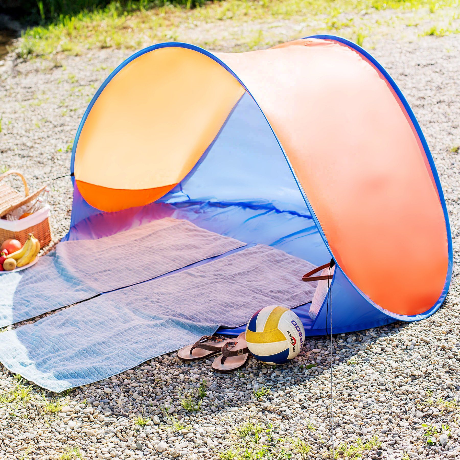 vidaXL Pop Up Strandzelt Blau Strandmuschel Sekunden Campingzelt Sonnenschutz 