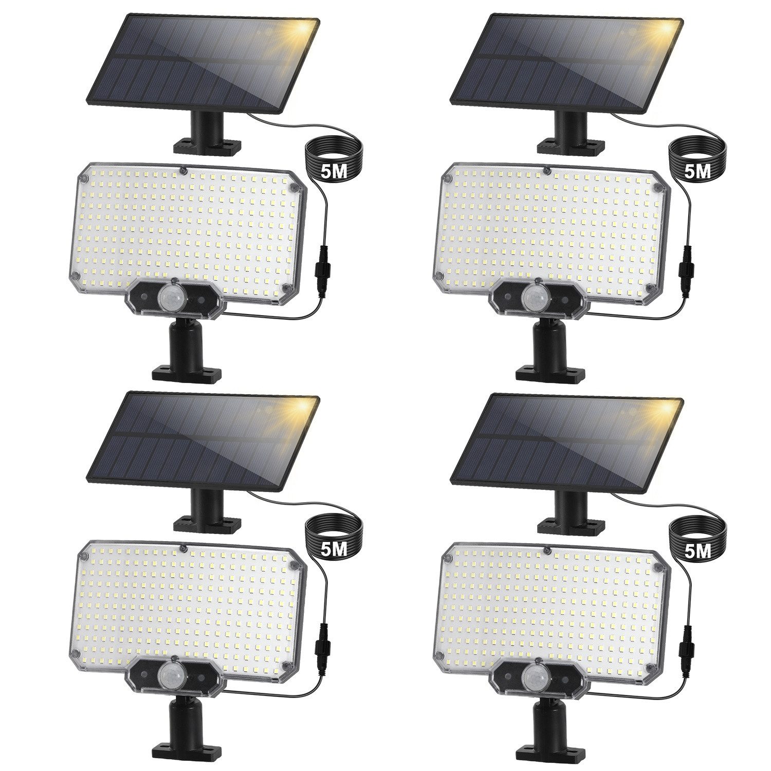 Clanmacy LED Solarleuchte 234 LED Solar Wandleuchte mit Bewegungsmelder Auß günstig online kaufen