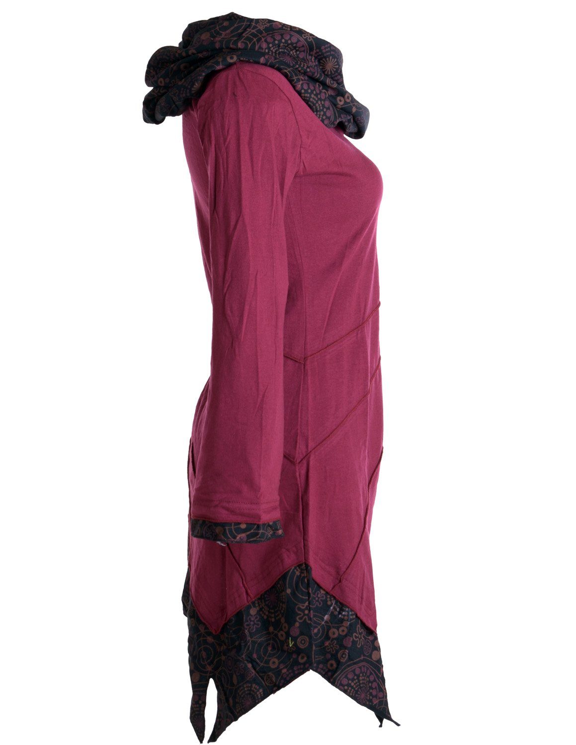Vishes Jerseykleid Asymmetrisches Kleid aus Baumwolle mit Schalkragen Ethno, Hippie, Goa, Boho Style
