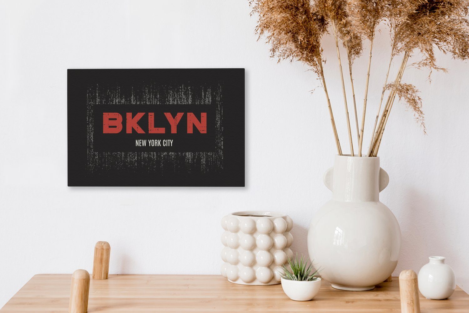Wandbild Brooklyn Leinwandbild 30x20 Aufhängefertig, OneMillionCanvasses® (1 New - York Wanddeko, Schwarz, St), Leinwandbilder, - cm