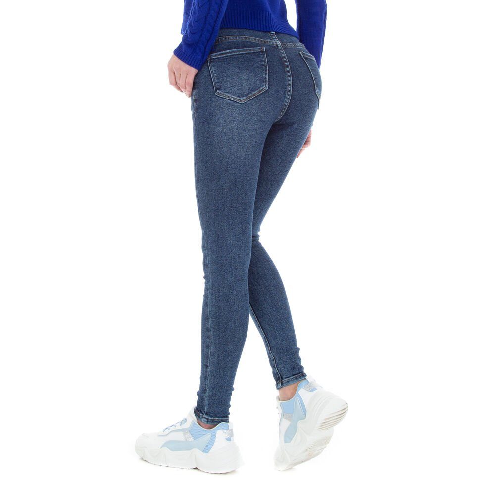 Jeans Damen Skinny-fit-Jeans Blau Freizeit Ital-Design Stretch Skinny in