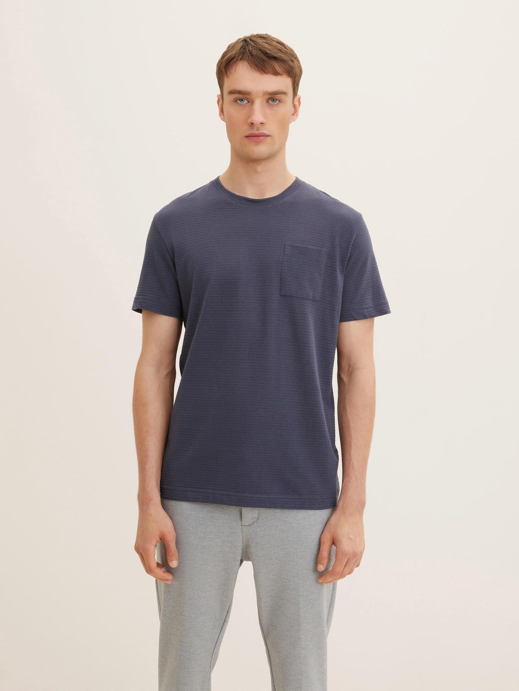 TAILOR TOM T-Shirt Gestreiftes Grey Blue T-Shirt
