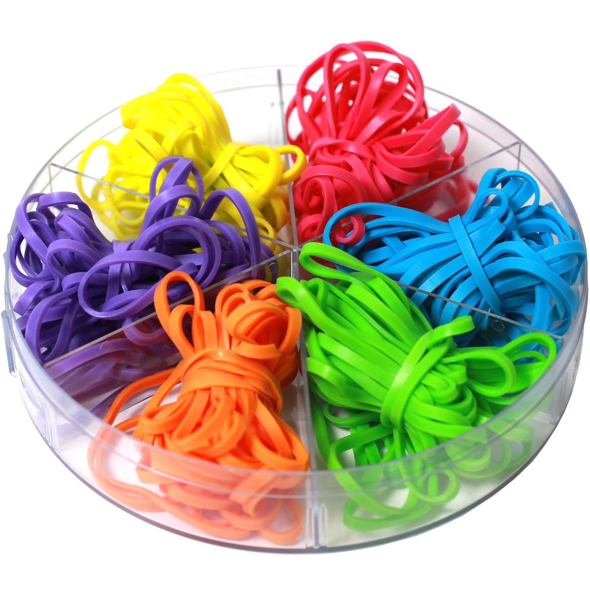 CALCUSO Gummibänder – 120 farbige Gummiringe je 2 Größen (160/100 mm) in Box