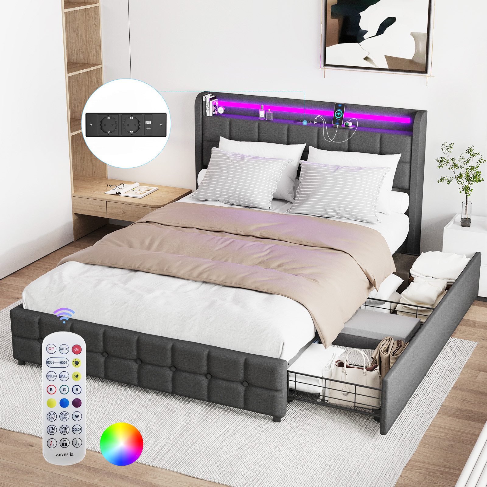 LETGOSPT Polsterbett Einzelbett Polsterbett 90x200 cm günstig online kaufen