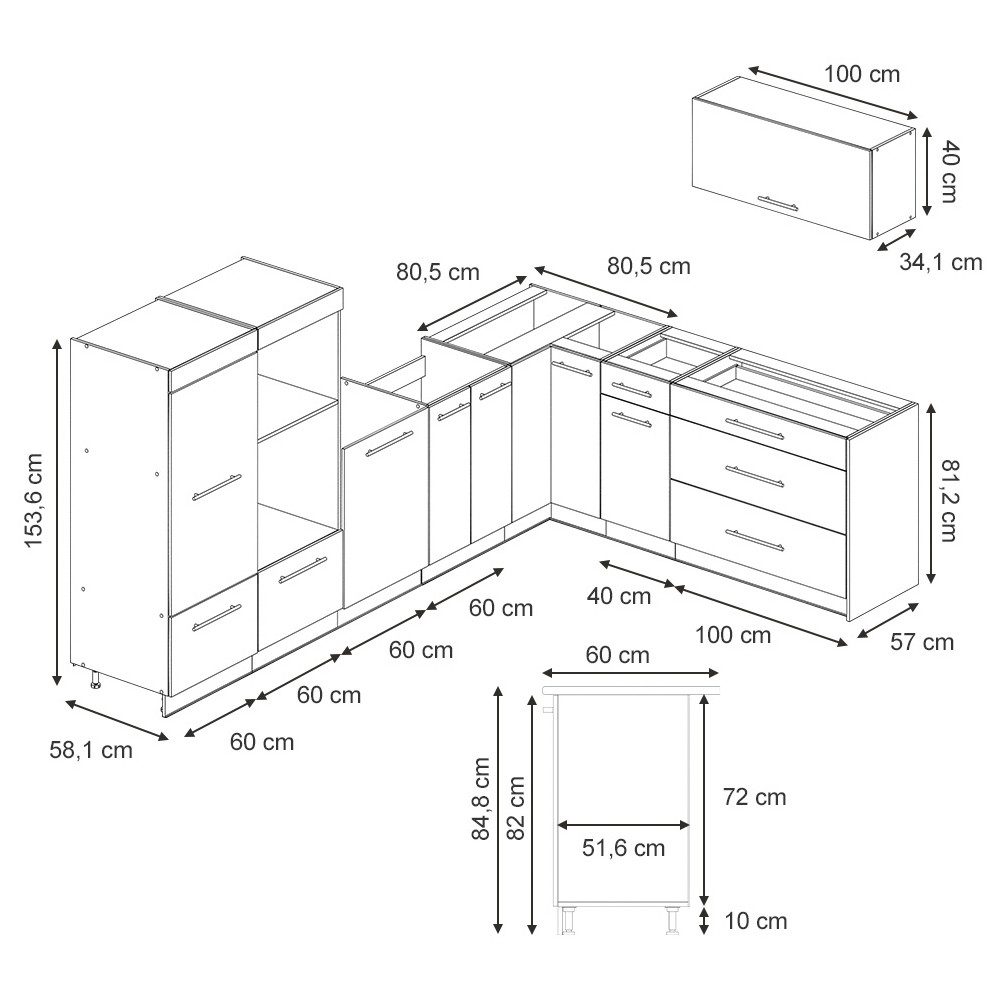 Vicco Winkelküche Fame-Line, Goldkraft Eiche/Weiß, 327 x 227 cm, AP Marmor