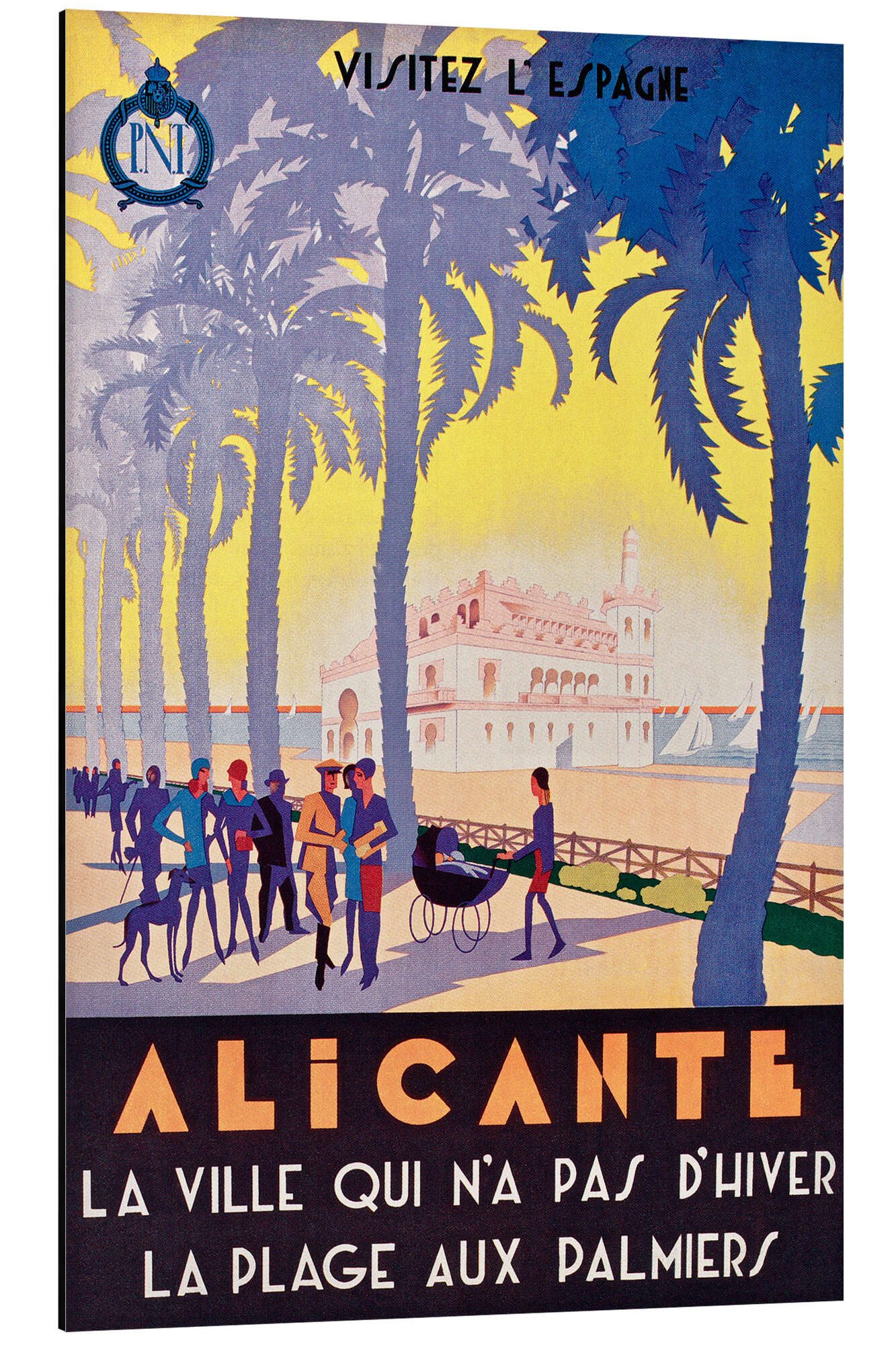 Posterlounge Alu-Dibond-Druck Vintage Travel Collection, Alicante (französisch), Vintage Illustration