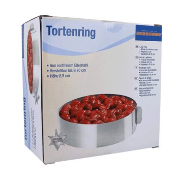 EUROHOME Tortenring Edelstahl Kuchenring verstellbar Rostfrei spülmaschingeeignet, Edelstahl, (1 tlg., Torgenring bis 30 cm verstellbar, 8 cm hoch), Tortenring hoch - Kuchenform rund