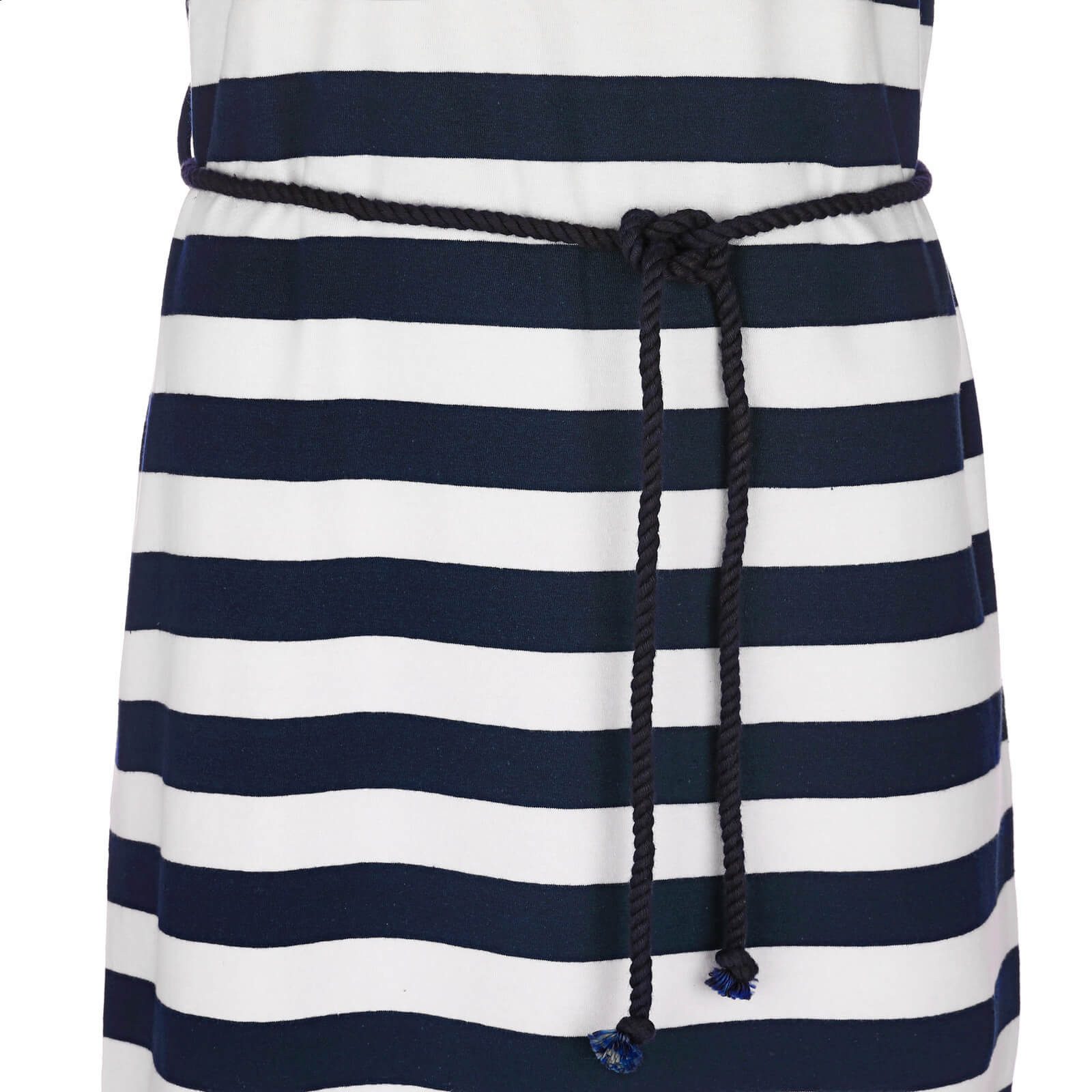 modAS Shirtkleid 46614 Damen Kurzarm-Kleid mit Blockstreifen - Streifenkleid mit Kordelband