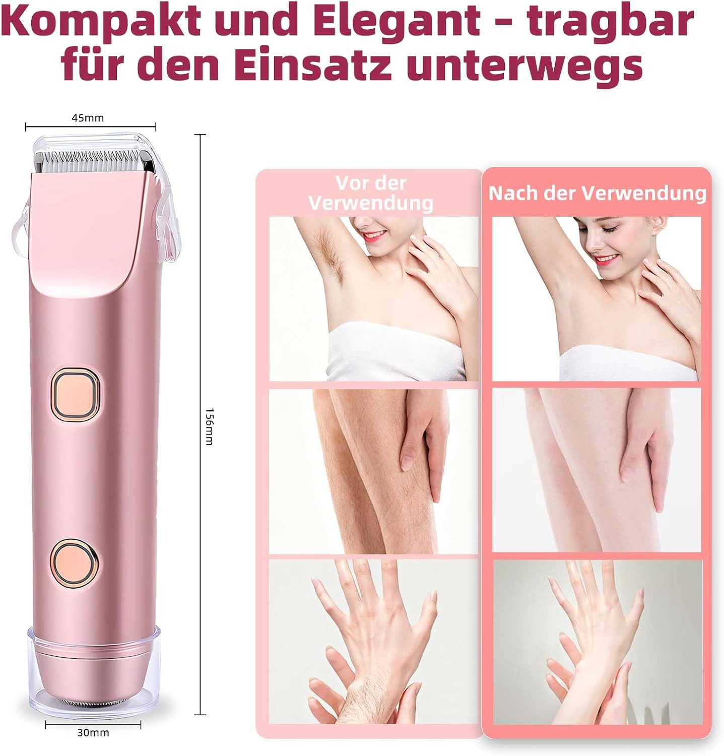inschimmer Epilierer Rasierer Damen 2-in-1 Elektrischer Bikini Trimmer IPX7 Wasserdicht
