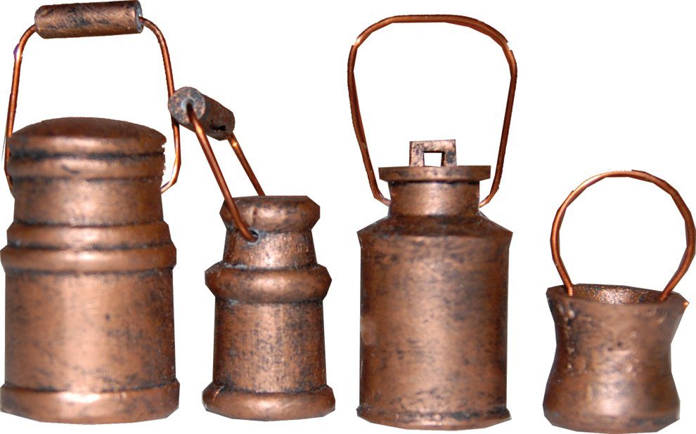 FADEDA Krippen-Zubehör 4x FADEDA Milchkannengeschirr kupfer, Höhe in cm: 3,7 (4 St)