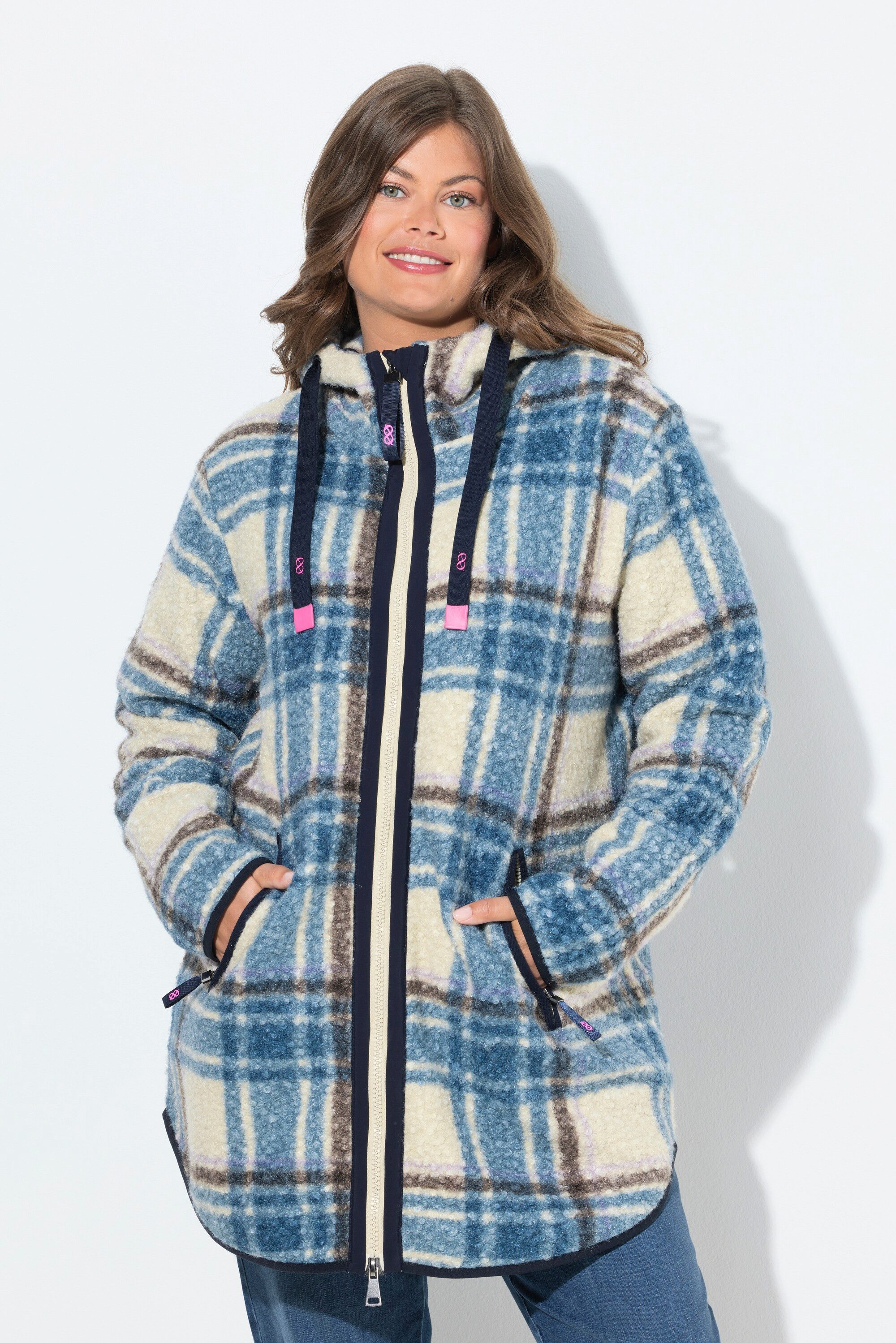 Laurasøn Outdoorjacke Karojacke Kapuze 2-Wege-Zipper günstig online kaufen