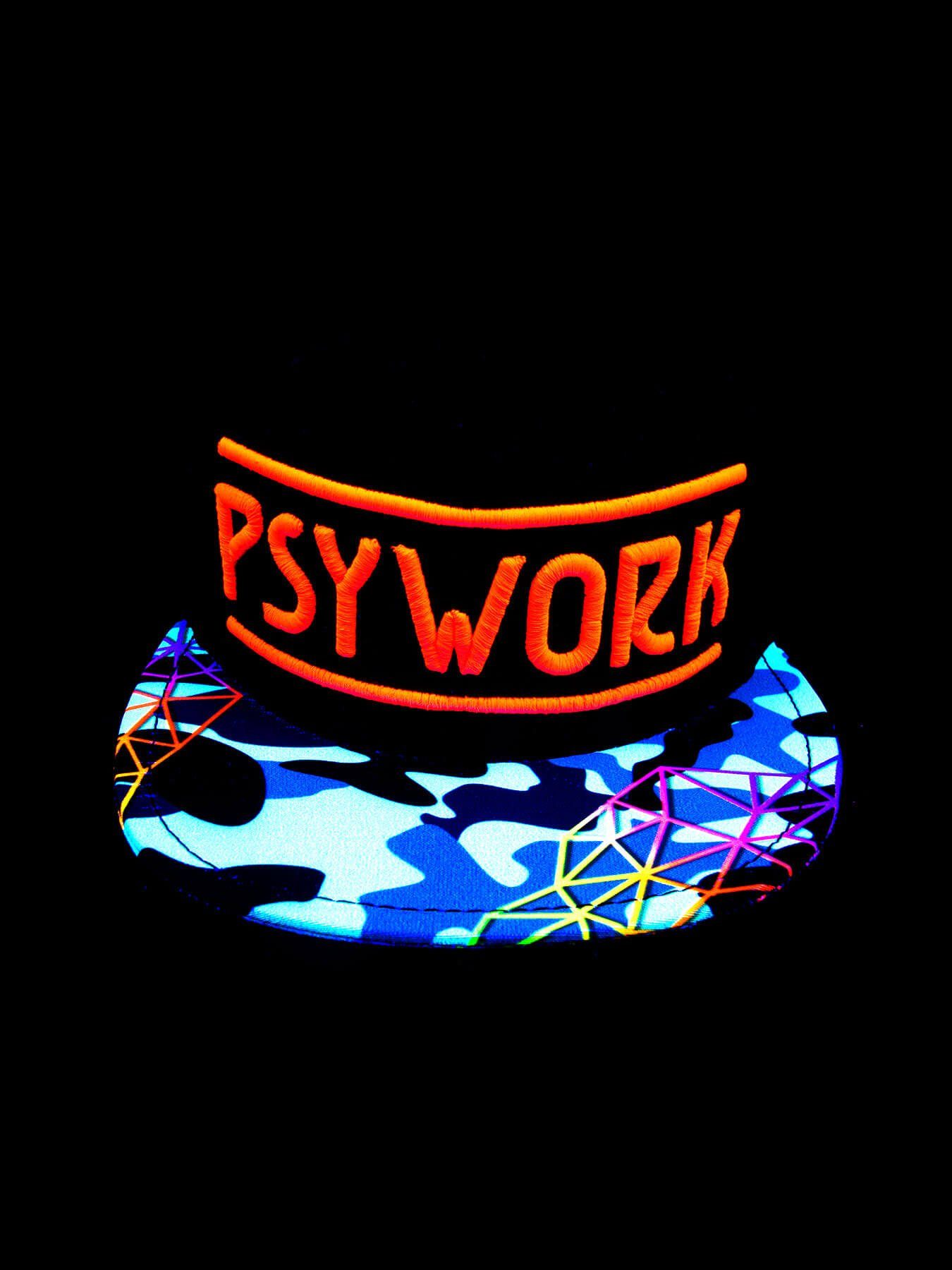 PSYWORK Snapback Cap Schwarzlicht Black Schwarzlicht "Camouflage", Cap Pink UV-aktiv, Neon leuchtet unter