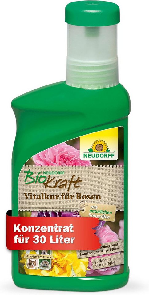 Neudorff Pflanzenstärkungsmittel BioKraft Vitalkur für Rosen 300 ml, Konzentrat für 30L auch unverdünnt nutzbar, Unbedenklich für Haustiere, Bienen und andere Nützlinge
