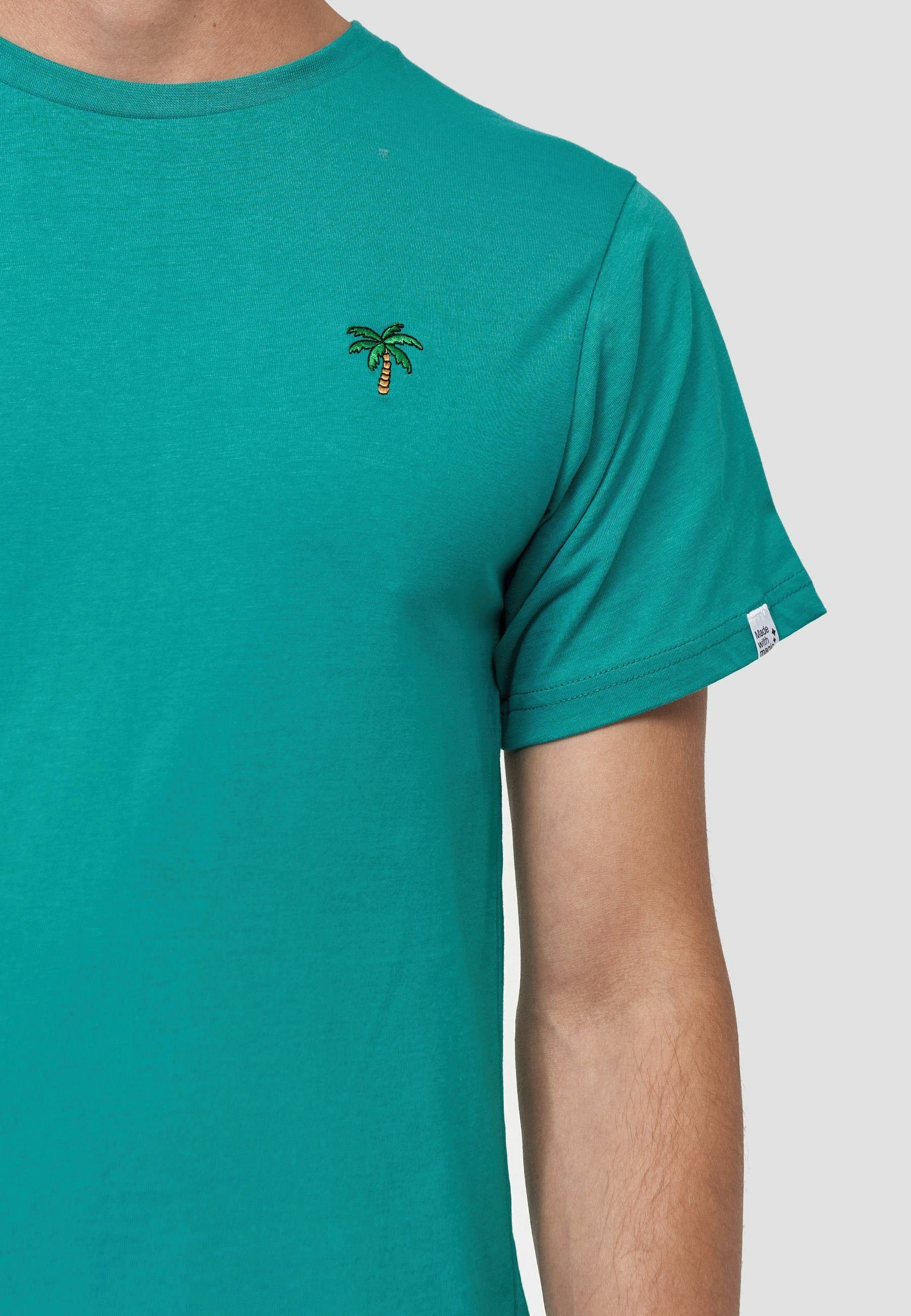 T-Shirt zertifizierte Palme Bio-Baumwolle Türkis GOTS MIKON