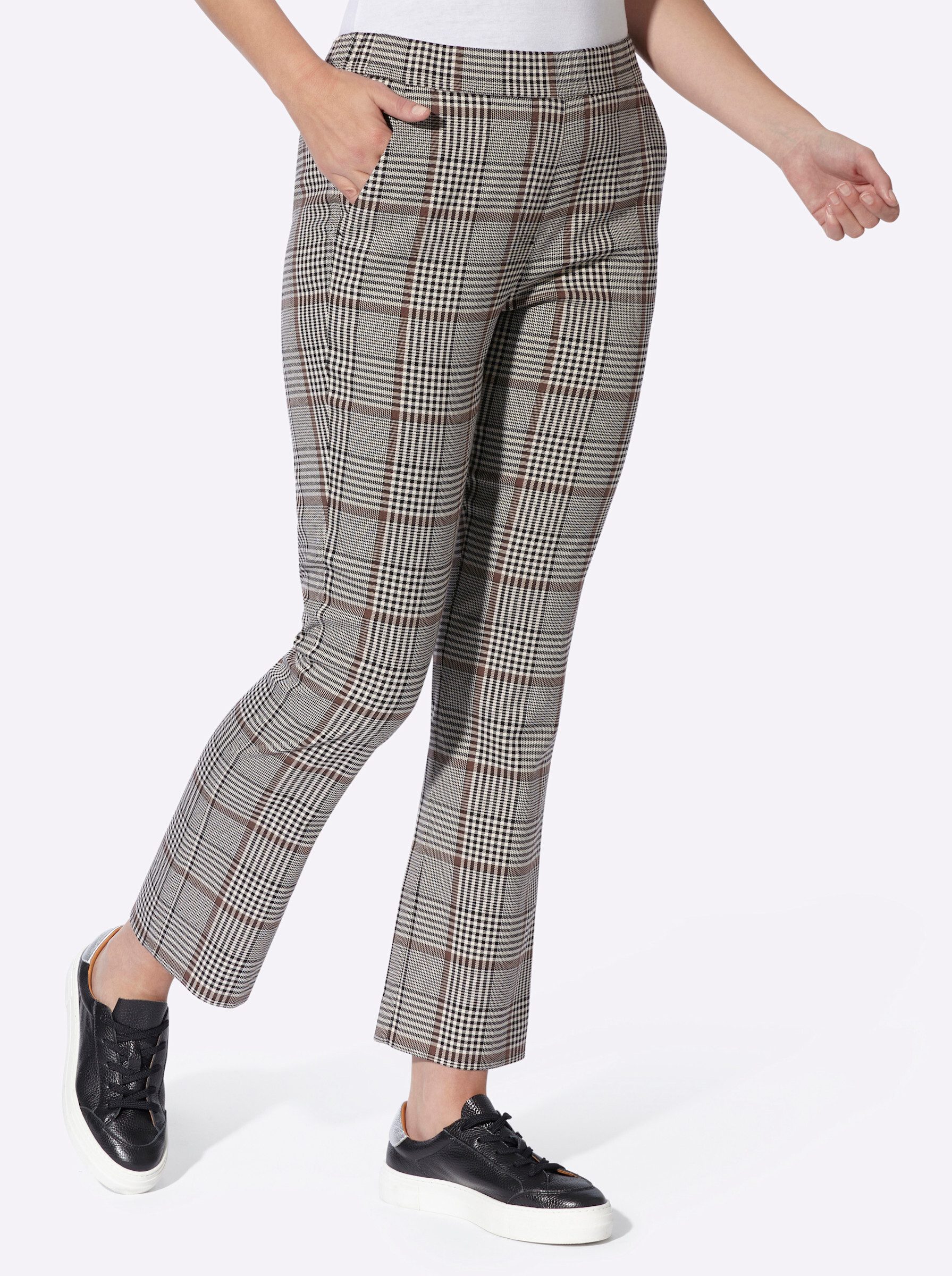 heine Jerseyhose Karo-Hose normal