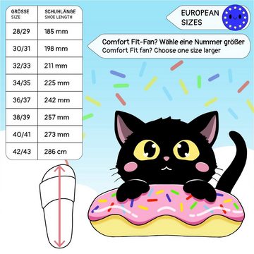 Corimori Badeschuhe für Erwachsene Katze Nero Schlappen (Packung) Badeschlappen, Rutschfeste Sohle, Damen, Herren, Slipper, Flip-Flops