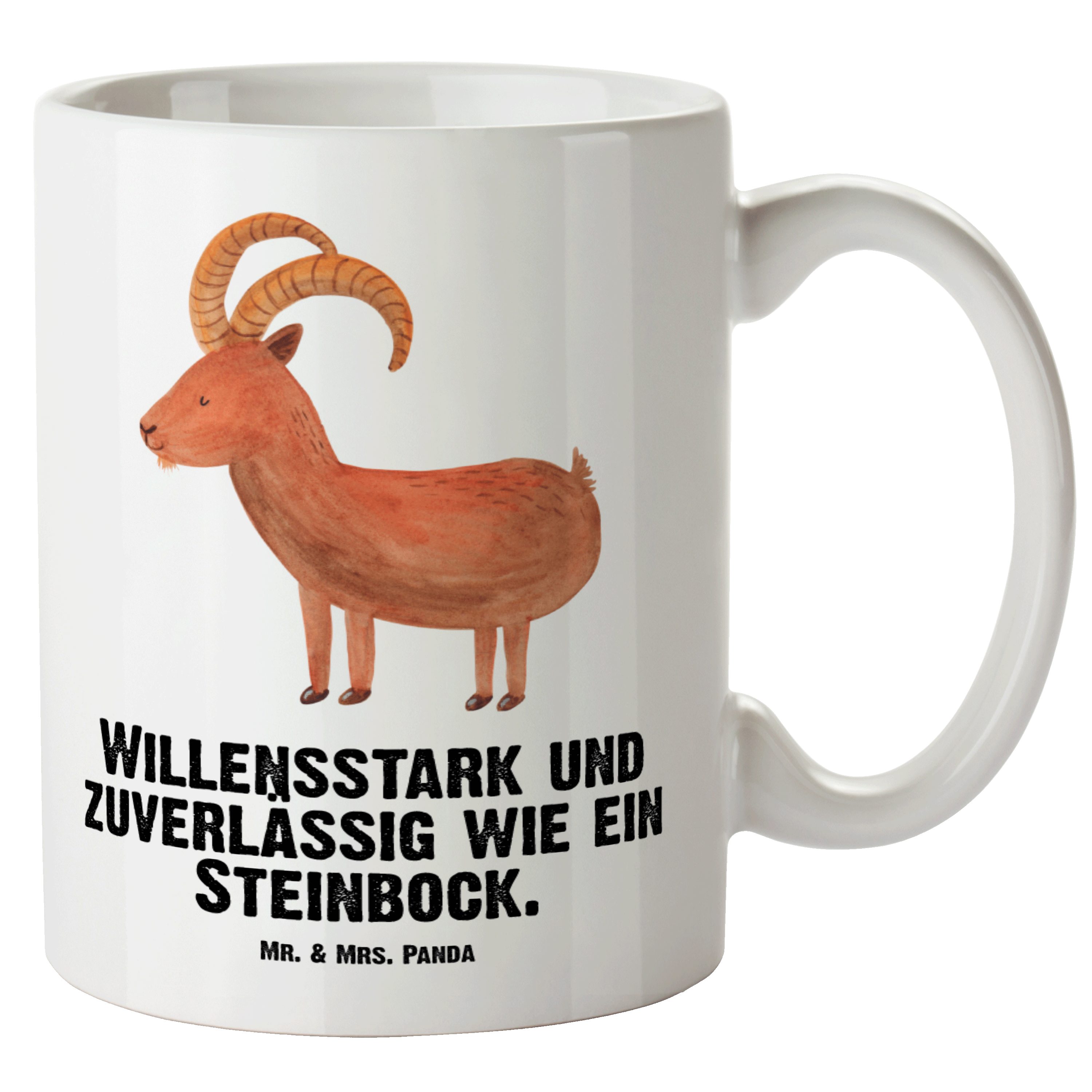 Mr. & Mrs. Panda Tasse Sternzeichen Steinbock - Weiß - Geschenk, Horoskop, Tierkreiszeichen, XL Tasse Keramik