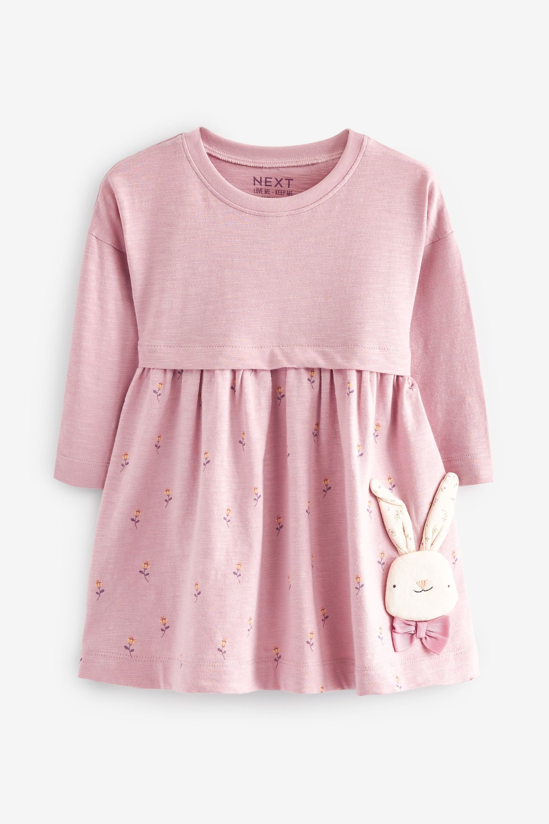 Next Jerseykleid Langärmeliges Jerseykleid (1-tlg) Pink Bunny | Jerseykleider