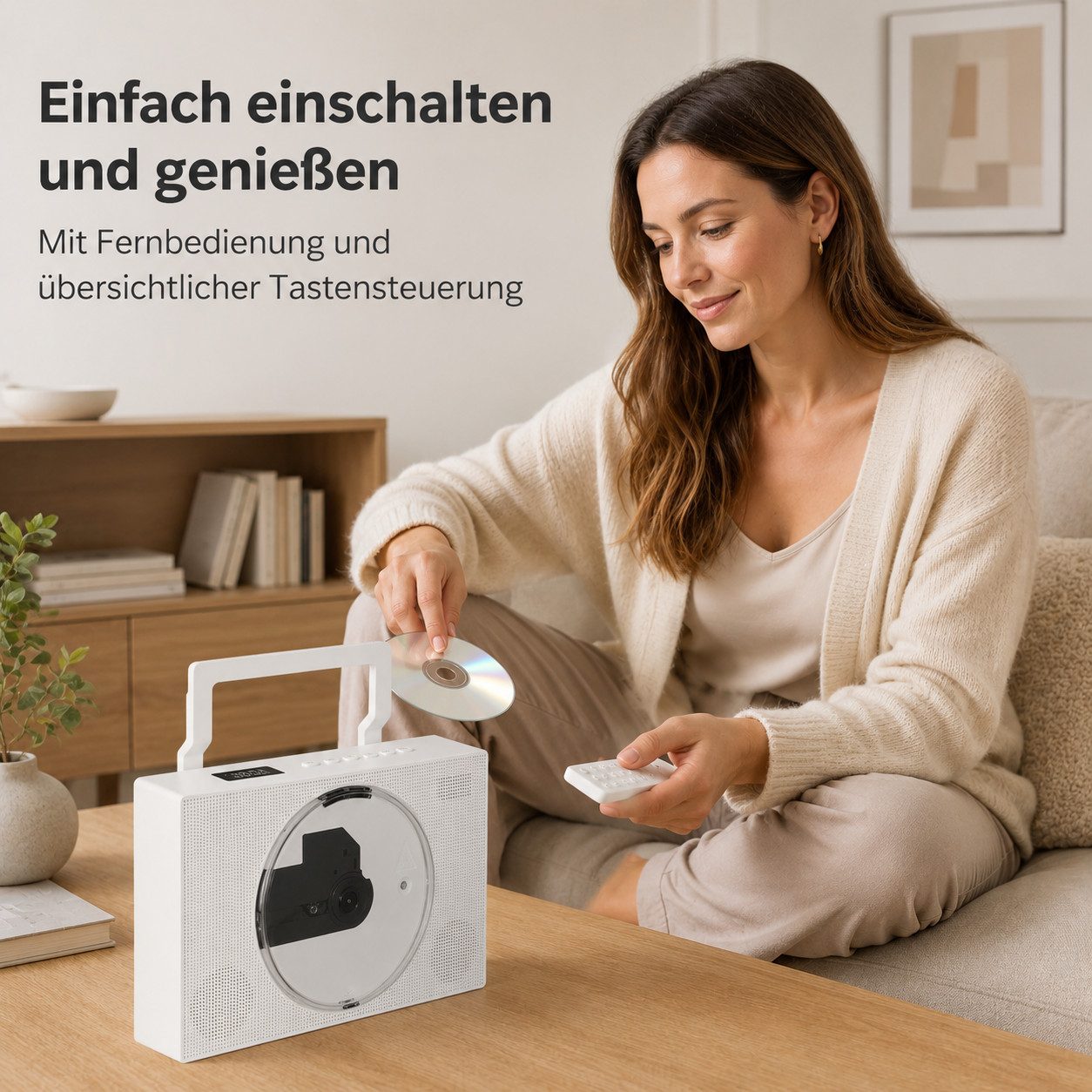 Tekoo Tragbarer CD-Player mit Bluetooth, Akku & FM-Radio CD-Player (Zwei-Wege Bluetooth 5.1 (Senden & Empfangen), Sleep-Timer)