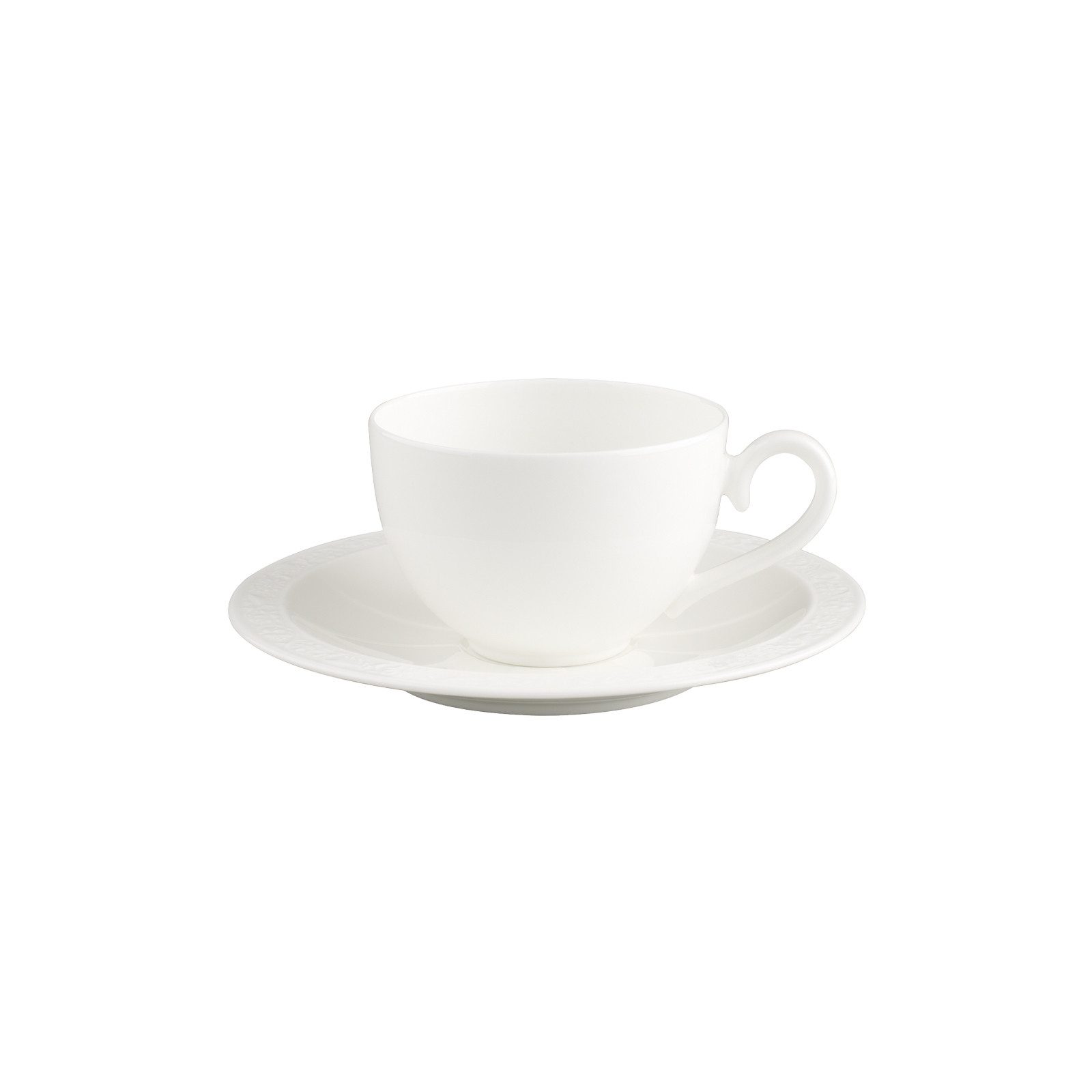 Villeroy & Boch Tasse White Pearl Kaffeetasse mit Untertasse 120 ml, Porzellan